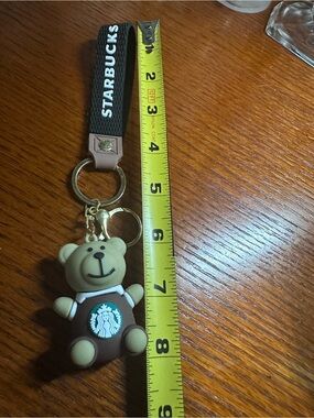 Starbucks Brown Bear Keychain Wristlet with Black Strap